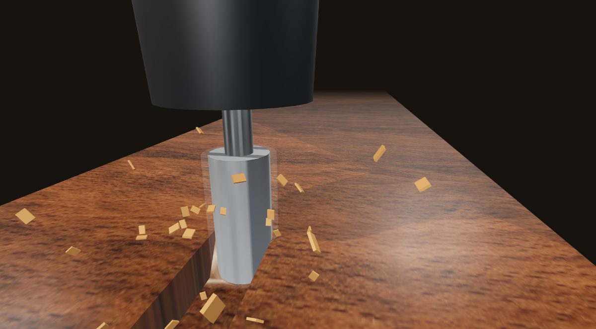 3D preview of a CNC cut with these feeds and speeds, from our cut simulator