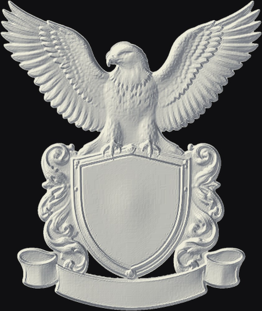 American Eagle with Shield 3D relief heightmap preview for CNC carving