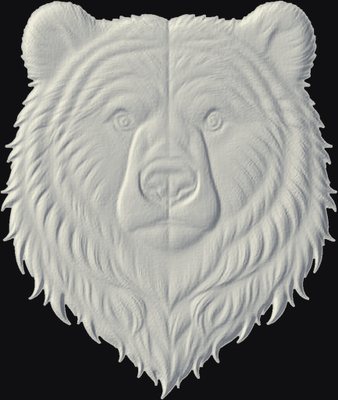 Bear Head CNC relief carving heightmap