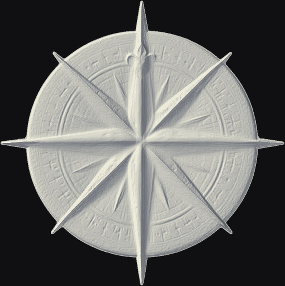 Compass Rose 3D relief heightmap preview for CNC carving