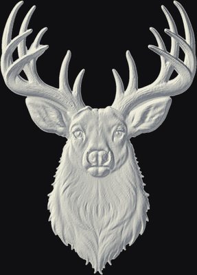 Deer Head CNC relief carving heightmap