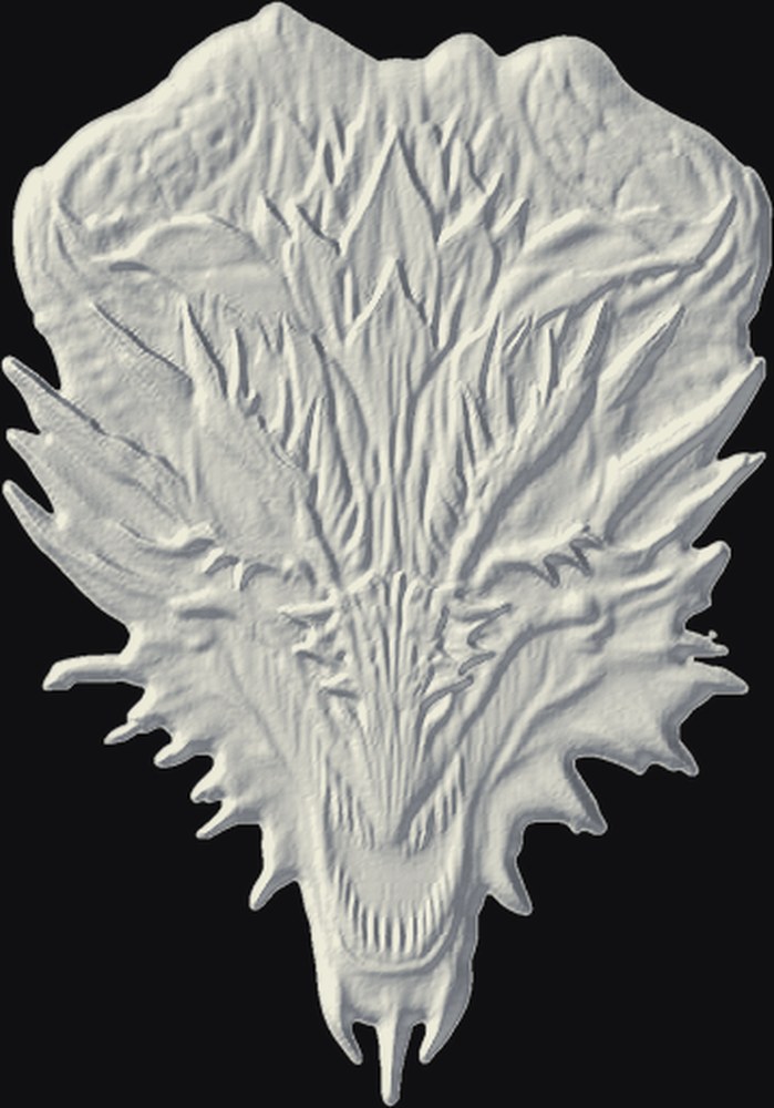 Dragon Head Relief 3D relief heightmap preview for CNC carving