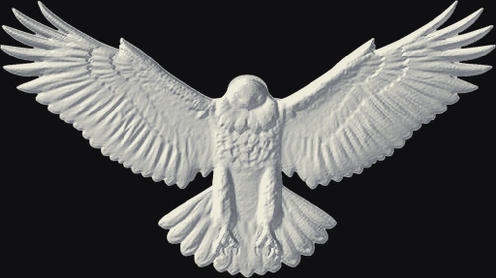 Eagle with Spread Wings 3D relief heightmap preview for CNC carving