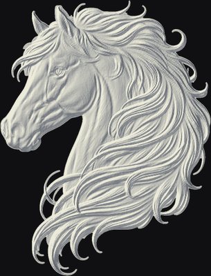 Horse Head 3D relief heightmap preview for CNC carving
