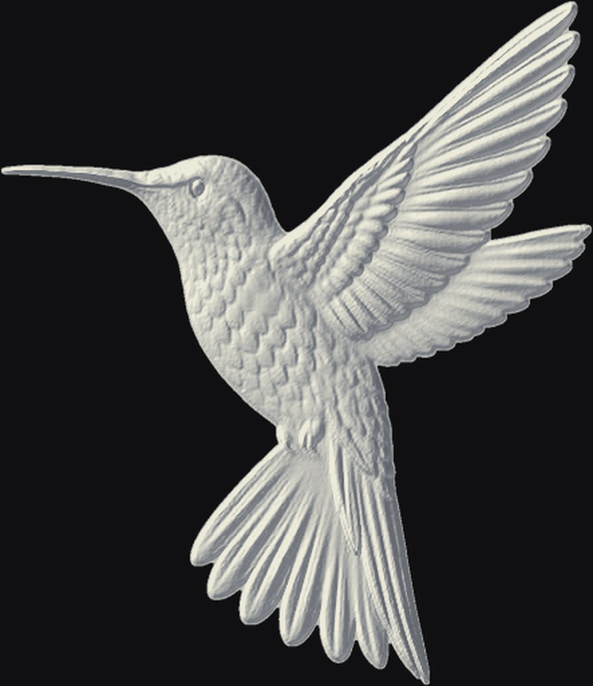 Hummingbird 3D relief heightmap preview for CNC carving