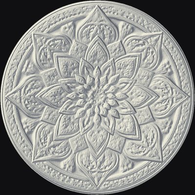 Mandala 3D relief heightmap preview for CNC carving