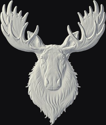 Moose Head 3D relief heightmap preview for CNC carving