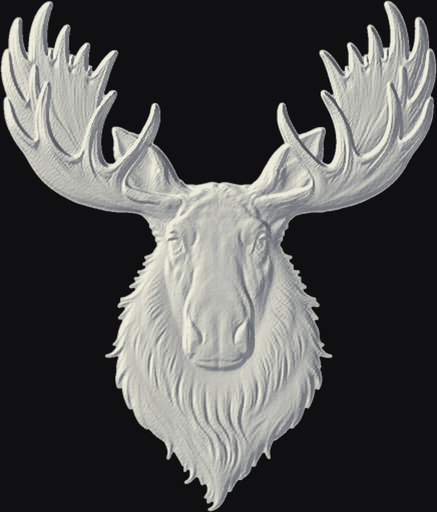 Moose Head 3D relief heightmap preview for CNC carving