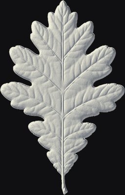 Oak Leaf 3D relief heightmap preview for CNC carving