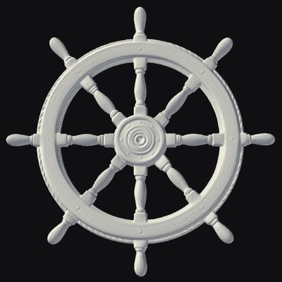 Ship's Wheel 3D relief heightmap preview for CNC carving