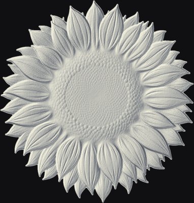Sunflower 3D relief heightmap preview for CNC carving