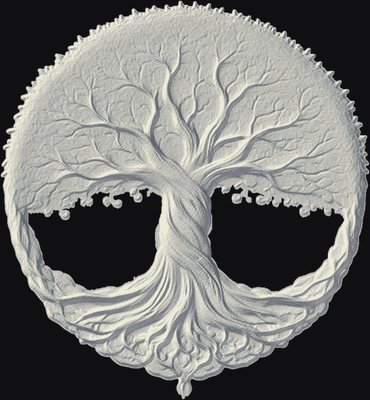 Tree of Life 3D relief heightmap preview for CNC carving