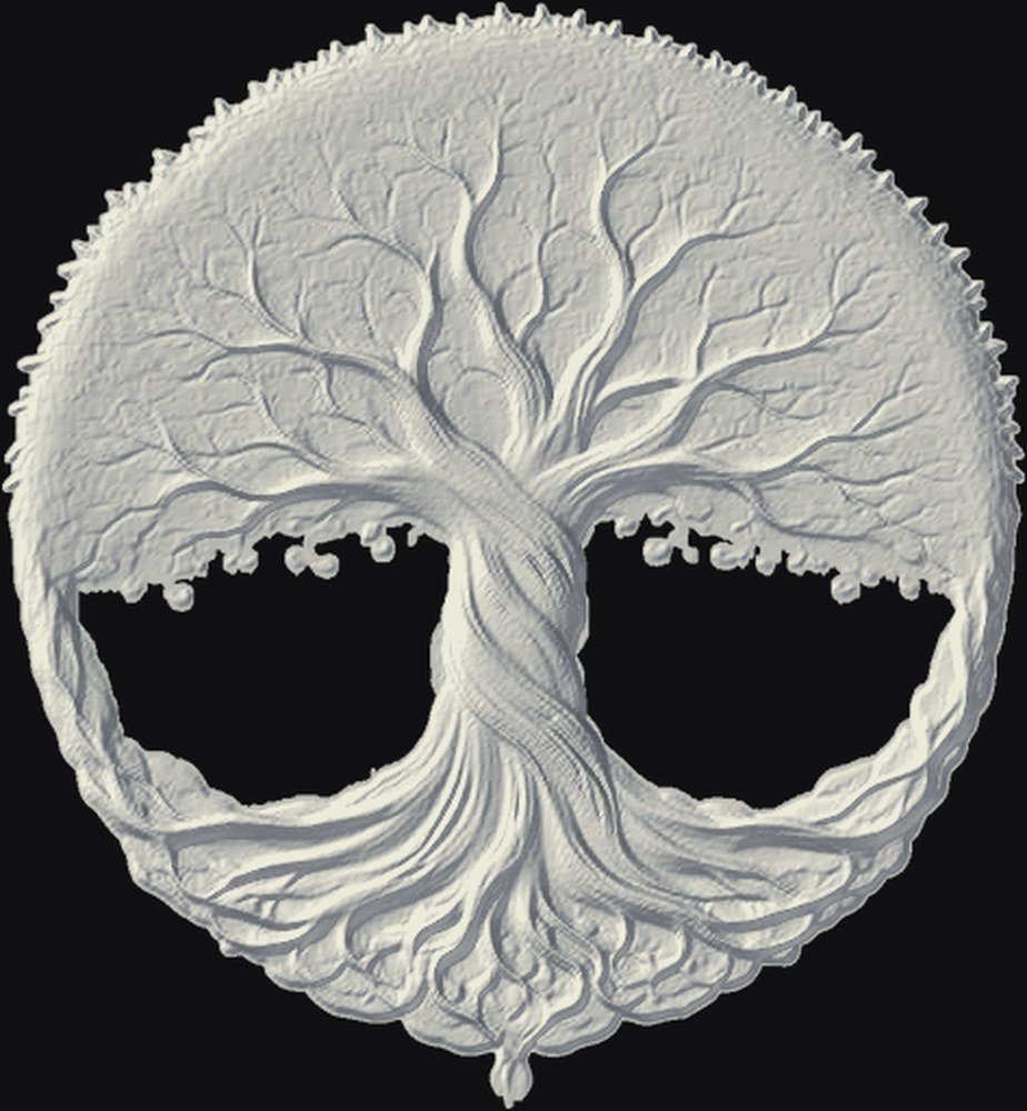 Tree of Life 3D relief heightmap preview for CNC carving
