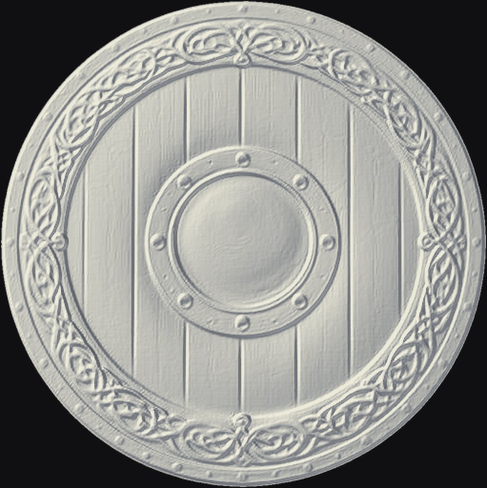 Viking Shield 3D relief heightmap preview for CNC carving