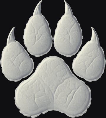 Wolf Paw Print 3D relief heightmap preview for CNC carving